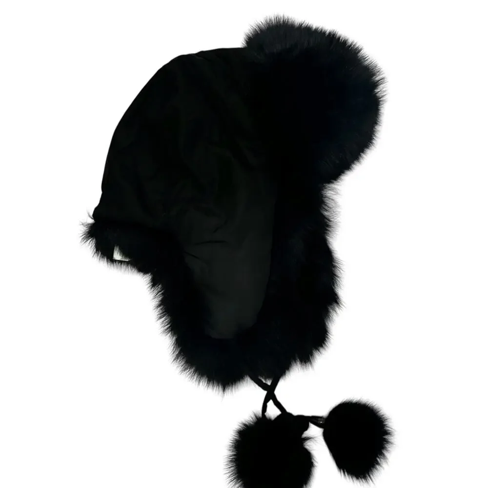Pajar Canada Black Fur Trapper Hat | Origin Assured Fur Saga Furs | O/S  | Poms